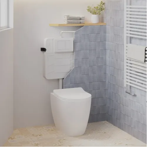 Встраиваемый бачок URBATEC для приставного унитаза, с клавишей квадрат, белый