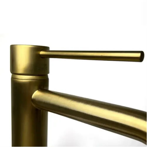 Смеситель для раковины PAINI Cox, без донного клапана, удлиненный излив, высокий, брашированное золото PVD (PJ)
