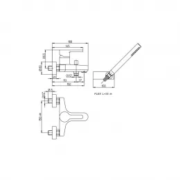 Смеситель для ванны PAINI Arena FT с аксессуаром, хром (CR)