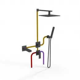 Комплект на 3 потребителя Grazia PAINI, для ванны/душа, черный брашированный PVD