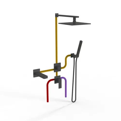 Комплект на 3 потребителя Grazia PAINI, для ванны/душа, черный брашированный PVD