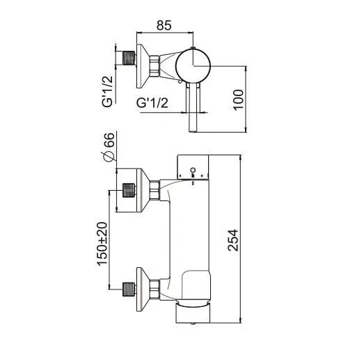 Смеситель термостатический Presto Mastermix Douche Choc Therm 75112 для душа