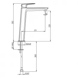 Смеситель для раковины PAINI Nove без донного клапана высокий, хром (CR)