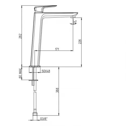 Смеситель для раковины PAINI Nove без донного клапана высокий, хром (CR)