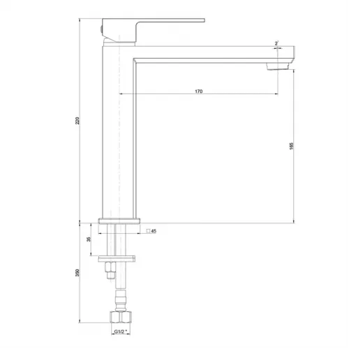 Смеситель для раковины PAINI Grazia без донного клапана, средний, хром (CR)