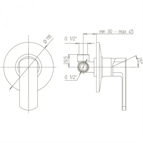 Смеситель для душа PAINI Ovo встраиваемый, хром (CR)