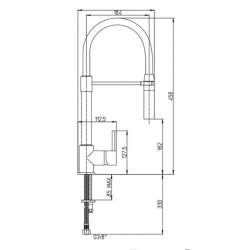 Смеситель для кухни PAINI Cox гибкий излив черный, хром (CR)
