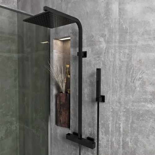 Душевая система PAINI Dax-R с термостатом, черный брашированный PVD (PZ)