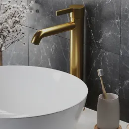 Смеситель для раковины PAINI Brera без донного клапана, высокий, брашированное золото PVD (PJ)