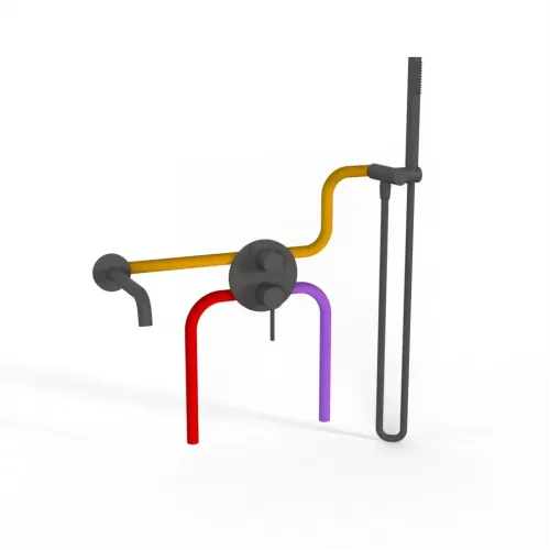 Комплект на 2 потребителя Cox PAINI, для ванны с ручным душем, черный брашированный PVD