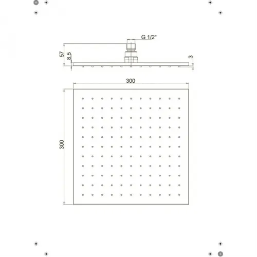 Верхний душ PAINI, металл, квадратный, 300 мм, хром (CR)