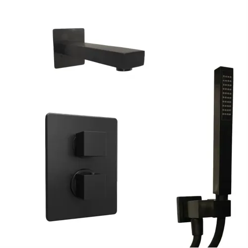 Комплект на 2 потребителя с термостатом Grazia PAINI, для ванны с ручным душем, черный брашированный PVD