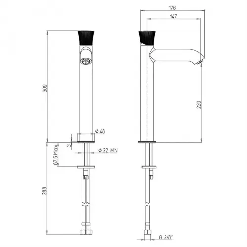 Смеситель для раковины PAINI Domus без донного клапана высокий, хром (CR)