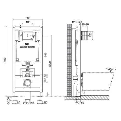 Комплект подвесного унитаза Pop 4 в 1, кнопка хром