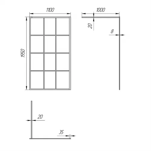 Душевая перегородка 110x195 рисунок решетка