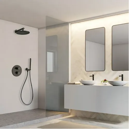 Смеситель для ванны PAINI Cox встраиваемый с термостатом, черный брашированный PVD (PZ)