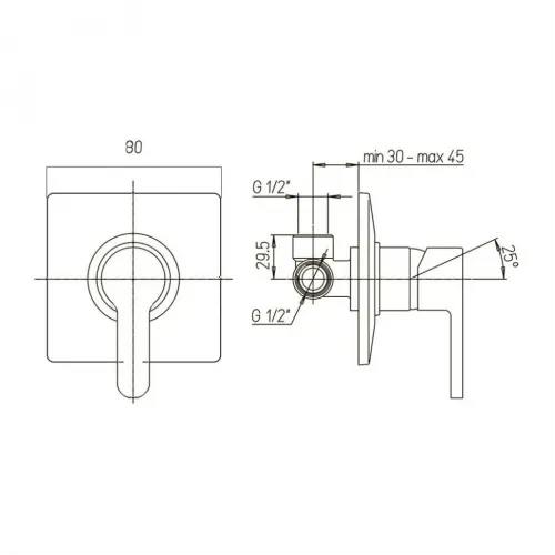 Смеситель для душа PAINI Arena встраиваемый, хром (CR)