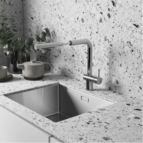 Смеситель для кухни PAINI Cucina выдвижной излив, хром (CR)