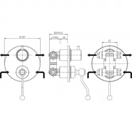 Смеситель для ванны PAINI Duomo встраиваемый, брашированное золото PVD (PJ)