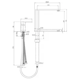 Смеситель для кухни PAINI Arena складной с отдельным рычагом управления, хром (CR)
