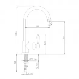 Смеситель для кухни PAINI Duomo удлиненный излив, хром (CR)