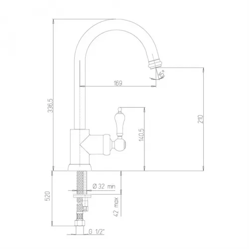 Смеситель для кухни PAINI Duomo удлиненный излив, хром (CR)