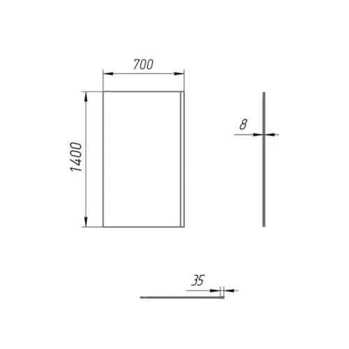 Душевая шторка на ванну Screen 70 см, неподвижная, прозрачное, профиль черный