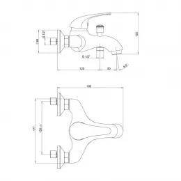Смеситель для ванны PAINI Smile с аксессуаром, хром (CR)