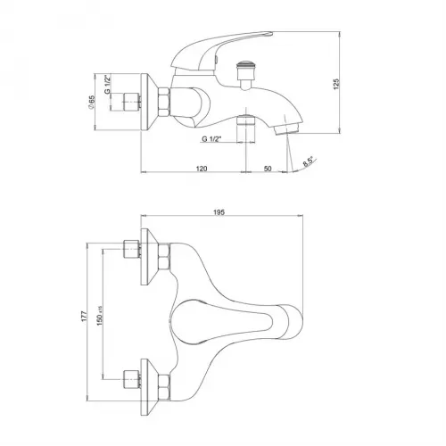 Смеситель для ванны PAINI Smile с аксессуаром, хром (CR)