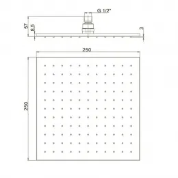 Верхний душ PAINI 250 мм, квадратный, хром (CR)