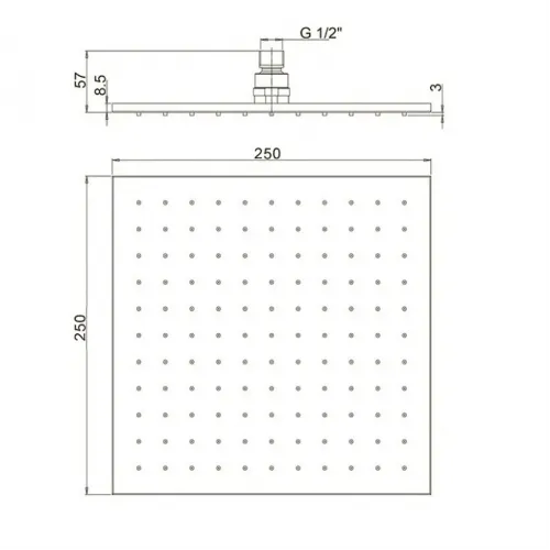 Верхний душ PAINI 250 мм, квадратный, хром (CR)