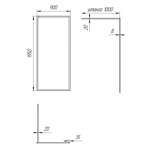 Душевая перегородка 90x195 рисунок рамка