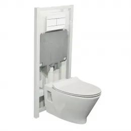 Комплект подвесного унитаза Pop ART 4 в 1, кнопка белая