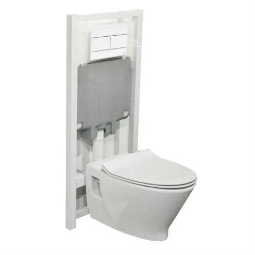 Комплект подвесного унитаза Pop ART 4 в 1, кнопка белая