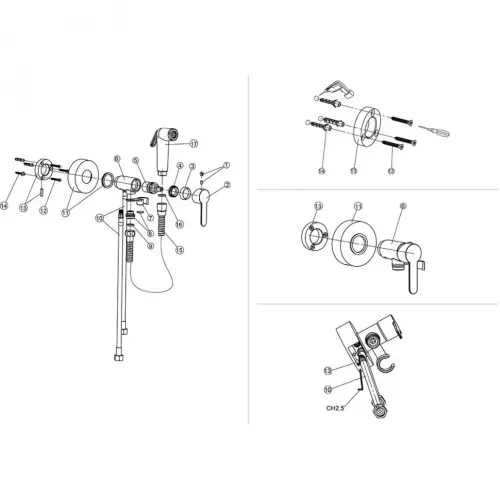 Накладной гигиенический душ PAINI Aosta внешний монтаж, хром (CR)
