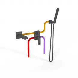 Комплект на 2 потребителя Grazia PAINI, для ванны с ручным душем, черный брашированный PVD