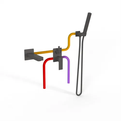 Комплект на 2 потребителя Grazia PAINI, для ванны с ручным душем, черный брашированный PVD