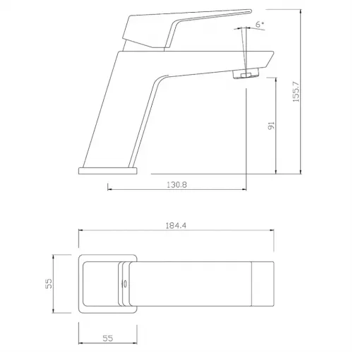 Смеситель для раковины PAINI Torre без донного клапана, черный (YO)