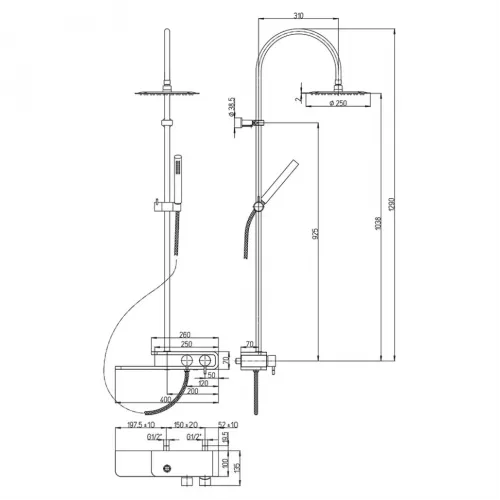 Душевая система PAINI Pad, хром (CR)