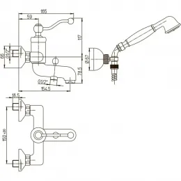 Смеситель для ванны PAINI Duomo с аксессуаром, хром (CR)