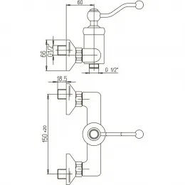 Смеситель для душа PAINI Duomo без аксессуаров, брашированное золото PVD (PJ)