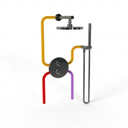 Комплект на 2 потребителя с термостатом Cox PAINI, для душа, хром