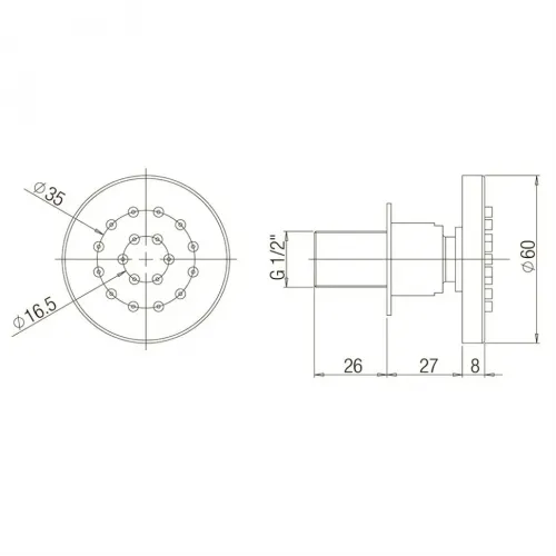 Душевая форсунка PAINI 50CR721T, хром (CR)