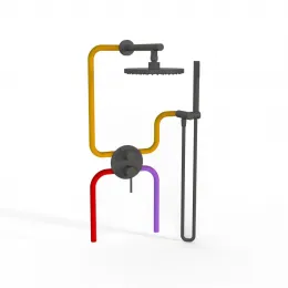 Комплект на 2 потребителя Cox PAINI, для душа, черный брашированный PVD