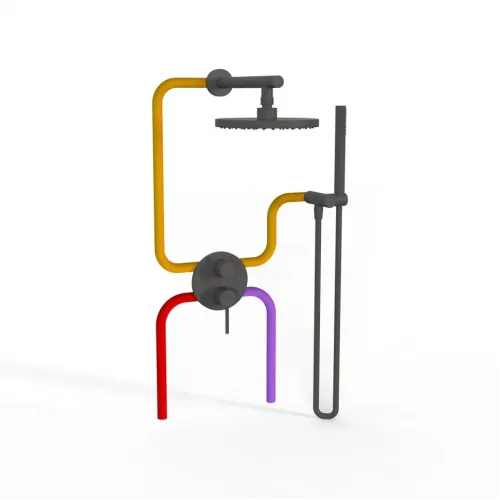 Комплект на 2 потребителя Cox PAINI, для душа, черный брашированный PVD