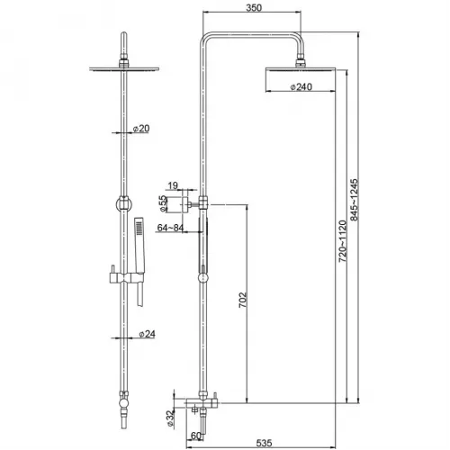 Душевая система PAINI Rst2, хром (CR)