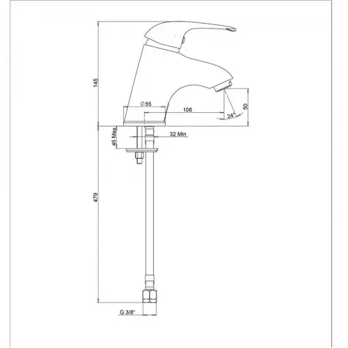 Смеситель для раковины PAINI Smile без донного клапана, хром (CR)