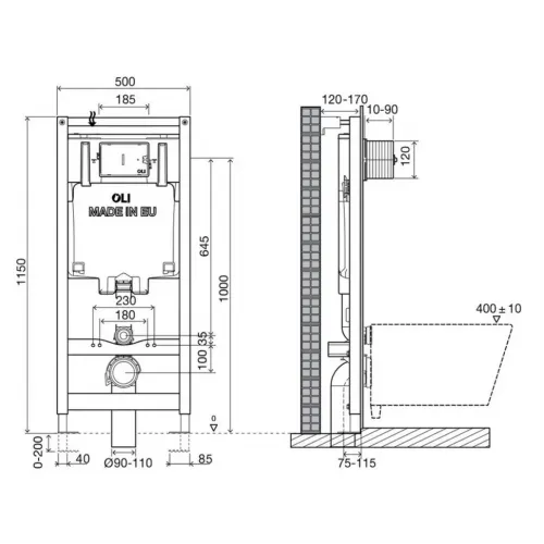 Комплект подвесного унитаза Pop ART 4 в 1, кнопка белая