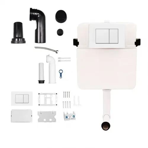 Встраиваемый бачок URBATEC для приставного унитаза, с клавишей квадрат, белый