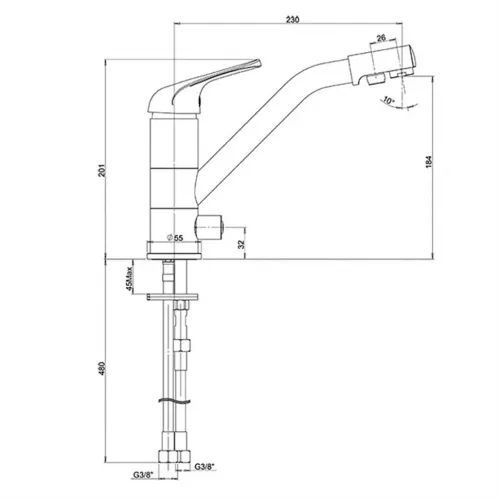 Смеситель для кухни PAINI Pilot 04AV543KM, бежевый матовый